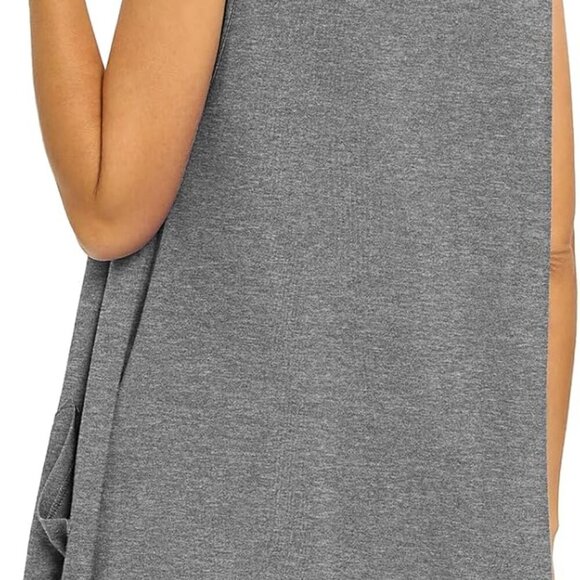 Women's Lightweight Knit Cardigan Sleeveless Pockets High Low Hem Summer - Picture 3 of 4
